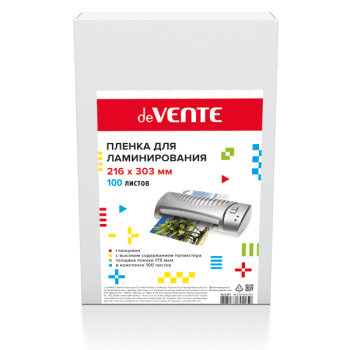 Пленка для ламинирования 'deVENTE' A4, 216x303 мм, толщина 175 мкм, 100 л, 4122307