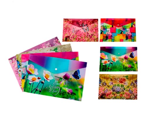 Папка на кнопке SPRING TIME, 21х29,7 см, пластиковая, плотность 170 мкм, дизайн ассорти, M-2786