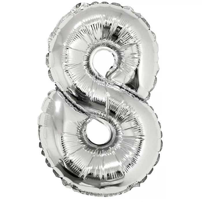 Шары фольга Цифры 40' Серебро '8' 100 см.