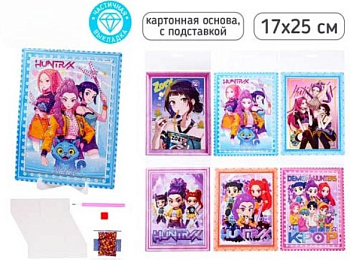 Алмазная мозаика K-POP, картонная основа 17х25 см, с подставкой, M-12384 