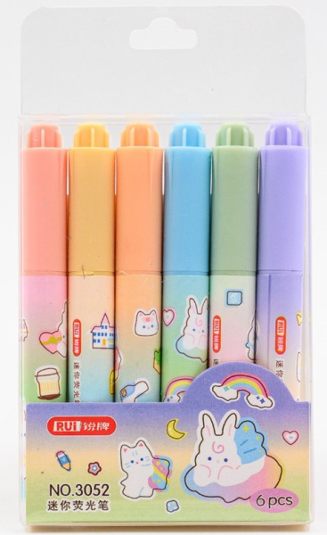 Текстовыделитель CUTE, (6 шт;уп), мини, 3052