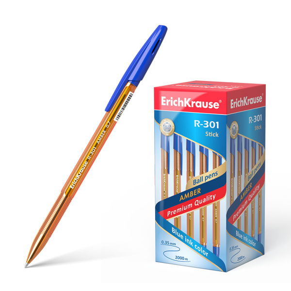 Ручка шариковая 'Erich Krause', R-301 Amber Stick, синяя 0,7 мм, 0,35 мм, 31058