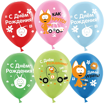 Шар (12''/30 см) Котенок Котэ, Ассорти, пастель, 2 ст, 10 шт. 501658